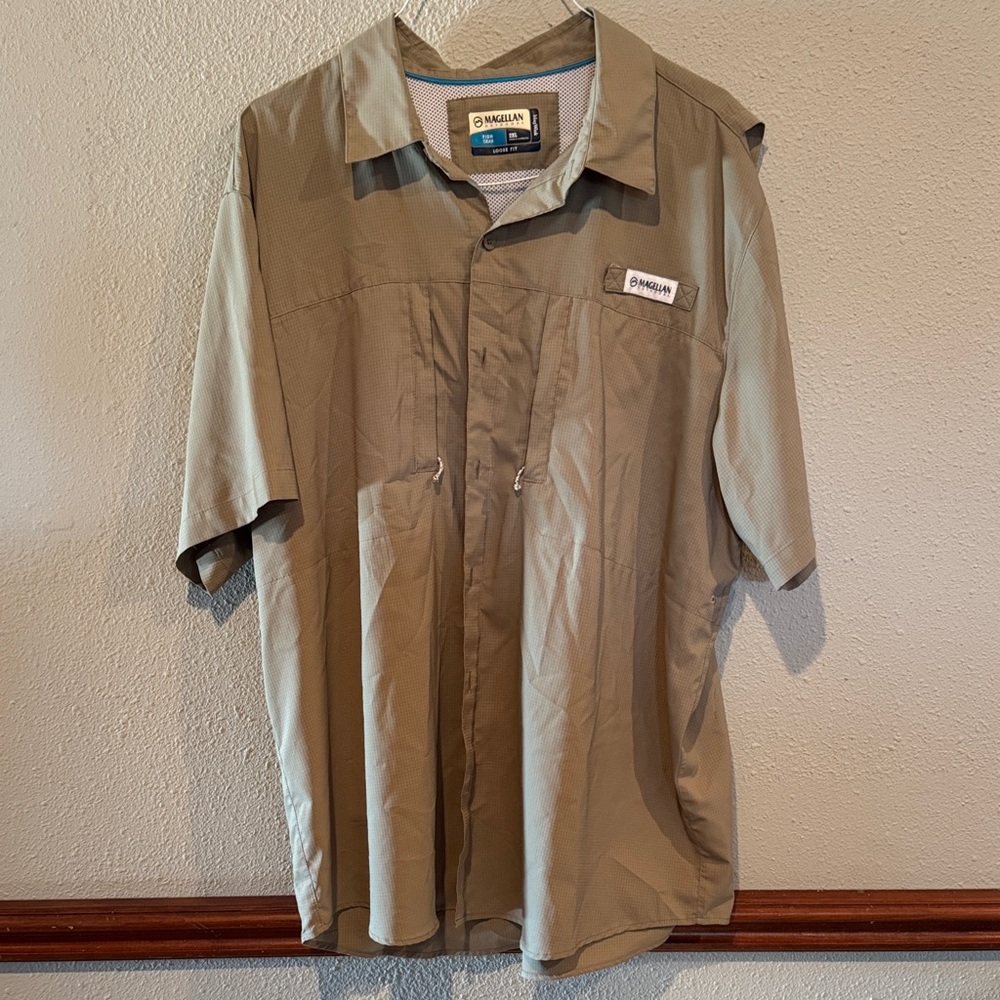 Magellan Outdoors Men's Tan Short Sleeve Shirt Jacket
